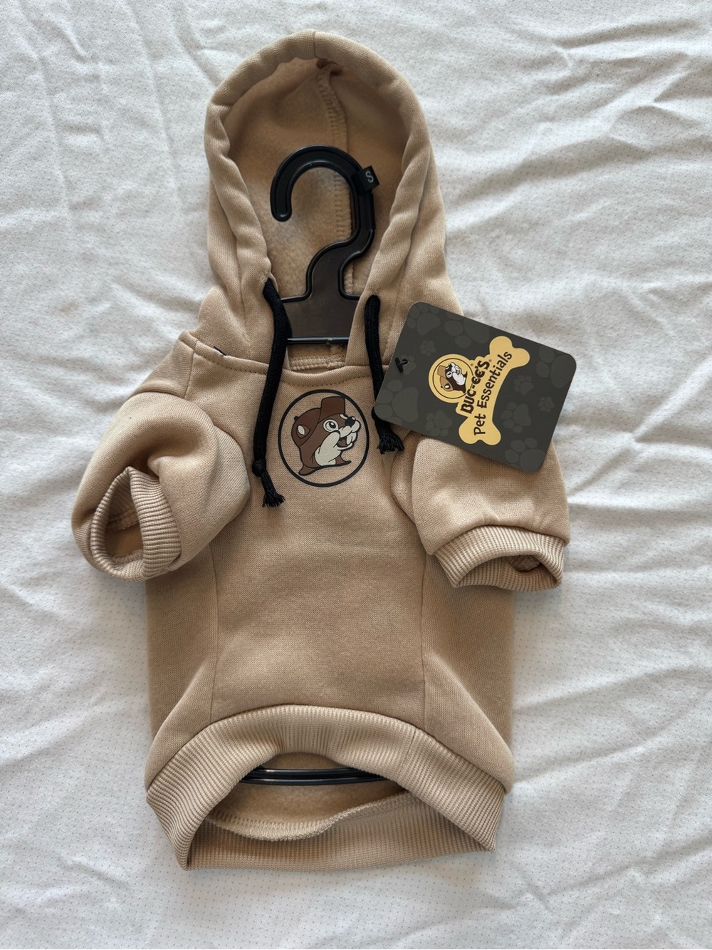Buc-ee’s Beige / Tan Dog Hoodie with Cartoon Pup Patch Size S
